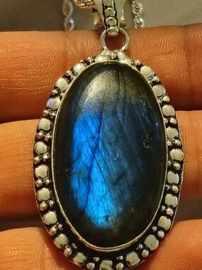 Labradorite Oval Pendant Necklace - 925 Sterling Silver Necklace And Pendant